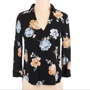 H&M Black Floral Blouse